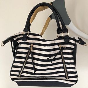 Forever 21 Black & Cream Striped Handbag